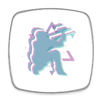Vaporwave Weltall Paintball - Viereckiger Kühlschrankmagnet - Weiß - Vorne