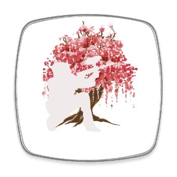 Japanische Kirschblüte Paintball - Viereckiger Kühlschrankmagnet - Weiß - Vorne
