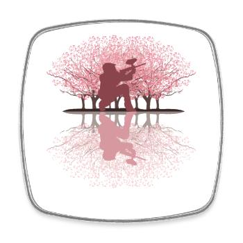 Japanische Kirschblüte Paintball - Viereckiger Kühlschrankmagnet - Weiß - Vorne
