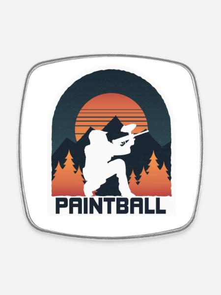 Joueur de Paintball Paintball - Magnet carré - blanc