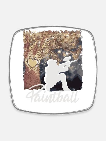 Joueur de Paintball Paintball - Magnet carré - blanc