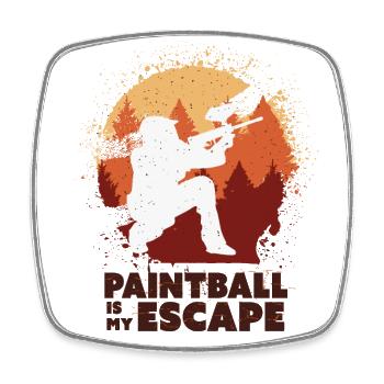Paintball, joueur de paintball - Magnet carré - blanc - Devant