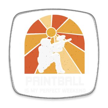Paintball ist mein perfektes Wochenende - Viereckiger Kühlschrankmagnet - Weiß - Vorne