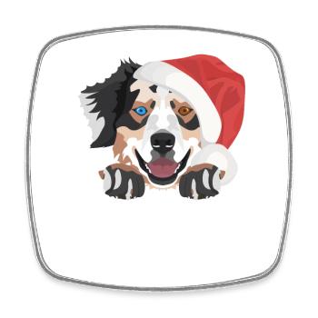 Australian Shepherd Merry Christmas - Square fridge magnet - white - Front