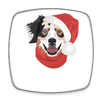 Australian Shepherd Merry Christmas - Square fridge magnet - white - Front