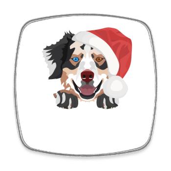 Australian Shepherd Merry Christmas - Square fridge magnet - white - Front