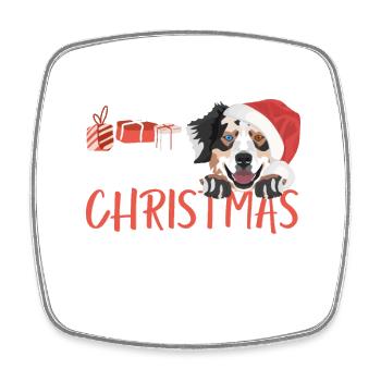 Australian Shepherd Merry Christmas - Square fridge magnet - white - Front