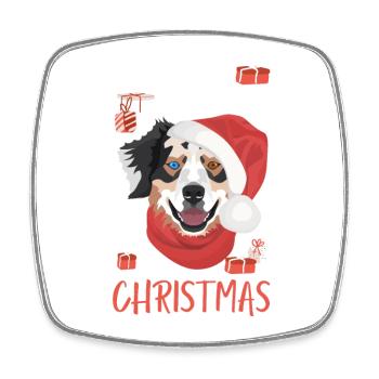 Australian Shepherd Merry Christmas - Square fridge magnet - white - Front