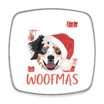 Australian Shepherd Merry Christmas - Square fridge magnet - white - Front