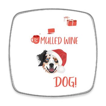 Berger australien Vin chaud Noël - Magnet carré - blanc - Devant