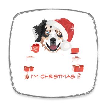Australian Shepherd Weihnachtsmarkt - Viereckiger Kühlschrankmagnet - Weiß - Vorne