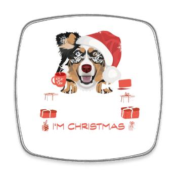 Australian Shepherd Weihnachtsmarkt - Viereckiger Kühlschrankmagnet - Weiß - Vorne