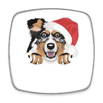 Australian Shepherd Merry Christmas - Square fridge magnet - white - Front