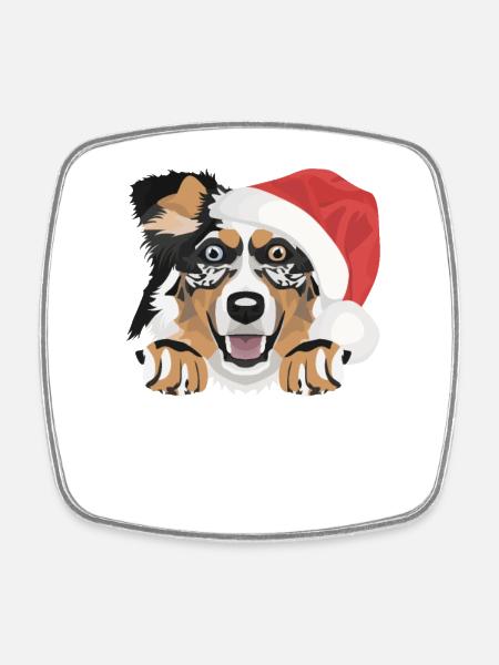 Berger australien Joyeux Noël - Magnet carré - blanc