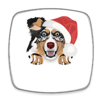 Australian Shepherd Merry Christmas - Square fridge magnet - white - Front