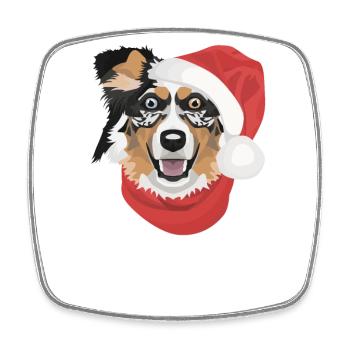 Australian Shepherd Merry Christmas - Square fridge magnet - white - Front