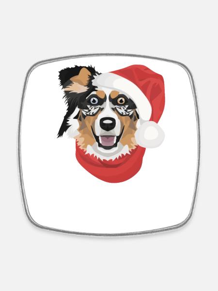 Berger australien Joyeux Noël - Magnet carré - blanc