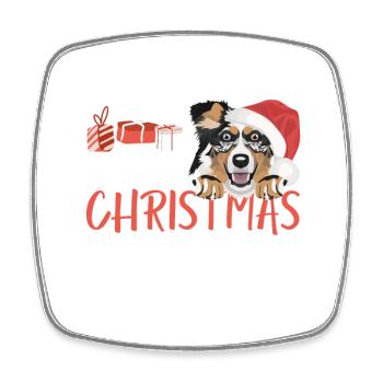 Australian Shepherd Merry Christmas - Square fridge magnet - white - Front