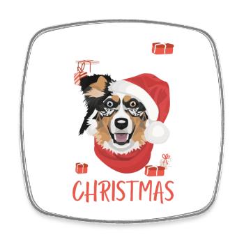 Australian Shepherd Merry Christmas - Square fridge magnet - white - Front