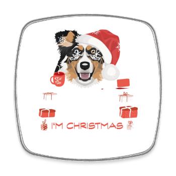 Australian Shepherd Weihnachtsmarkt - Viereckiger Kühlschrankmagnet - Weiß - Vorne