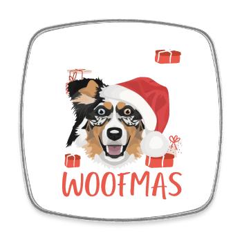 Australian Shepherd Merry Christmas - Square fridge magnet - white - Front