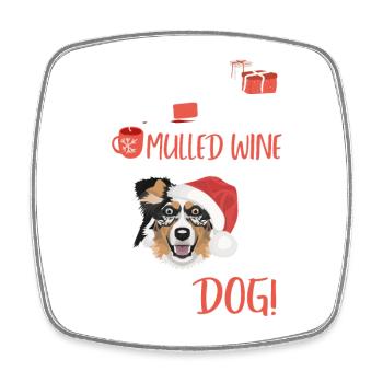 Berger australien Vin chaud Noël - Magnet carré - blanc - Devant