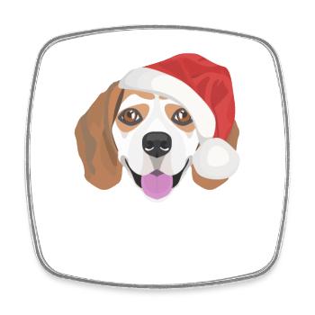 Beagle Joyeux Noël - Magnet carré - blanc - Devant