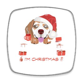 Beagle Weihnachtsmarkt - Viereckiger Kühlschrankmagnet - Weiß - Vorne