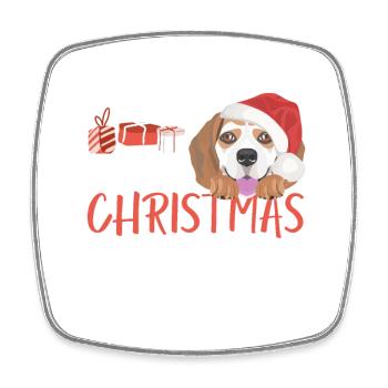 Beagle Frohe Weihnachten - Viereckiger Kühlschrankmagnet - Weiß - Vorne