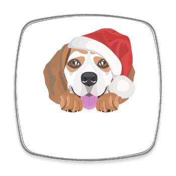 Beagle Frohe Weihnachten - Viereckiger Kühlschrankmagnet - Weiß - Vorne