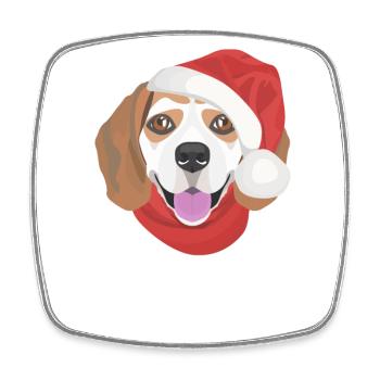 Beagle Frohe Weihnachten - Viereckiger Kühlschrankmagnet - Weiß - Vorne