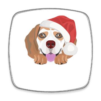 Beagle Frohe Weihnachten - Viereckiger Kühlschrankmagnet - Weiß - Vorne