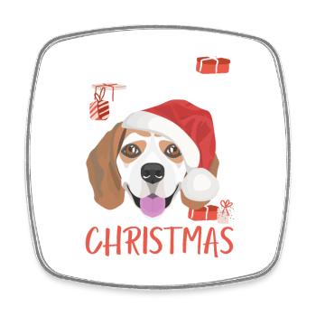 Beagle Frohe Weihnachten - Viereckiger Kühlschrankmagnet - Weiß - Vorne