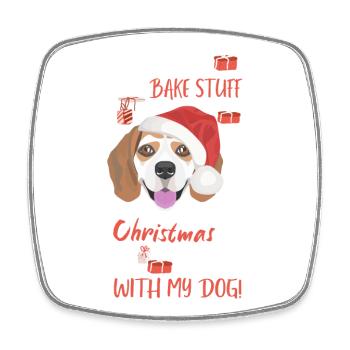 Beagle Merry Christmas - Square fridge magnet - white - Front