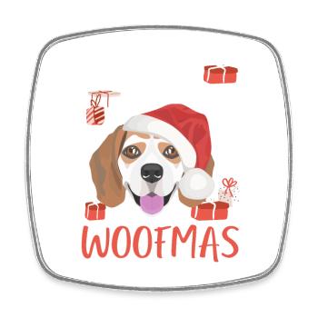 Beagle Merry Christmas - Square fridge magnet - white - Front