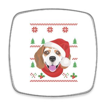 Beagle Merry Christmas - Square fridge magnet - white - Front