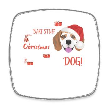 Beagle Merry Christmas - Square fridge magnet - white - Front