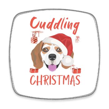 Beagle Merry Christmas - Square fridge magnet - white - Front