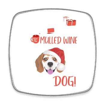Beagle Vin chaud Noël - Magnet carré - blanc - Devant