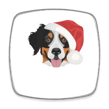 Bouvier Bernois Joyeux Noël - Magnet carré - blanc - Devant