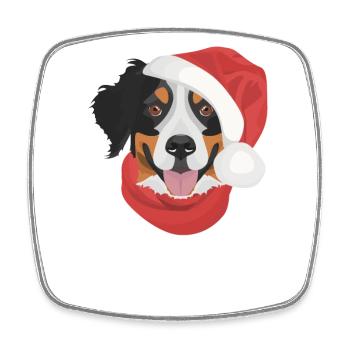 Bouvier Bernois Joyeux Noël - Magnet carré - blanc - Devant