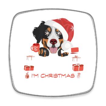 Berner Sennenhund Weihnachtsmarkt - Viereckiger Kühlschrankmagnet - Weiß - Vorne