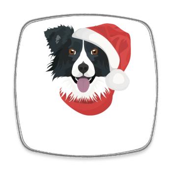 Border Collie Merry Christmas - Square fridge magnet - white - Front