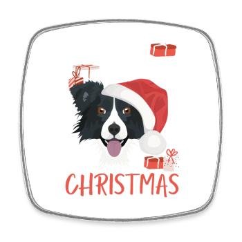 Border Collie Merry Christmas - Square fridge magnet - white - Front