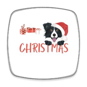 Border Collie Merry Christmas - Square fridge magnet - white - Front