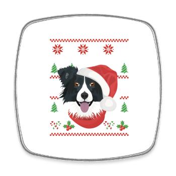 Border Collie Merry Christmas - Square fridge magnet - white - Front