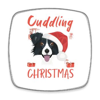 Border Collie Merry Christmas - Square fridge magnet - white - Front