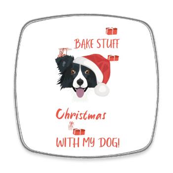 Border Collie Merry Christmas - Square fridge magnet - white - Front