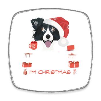 Border Collie Christmas Market - Square fridge magnet - white - Front