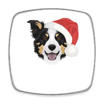 Border Collie Merry Christmas - Square fridge magnet - white - Front